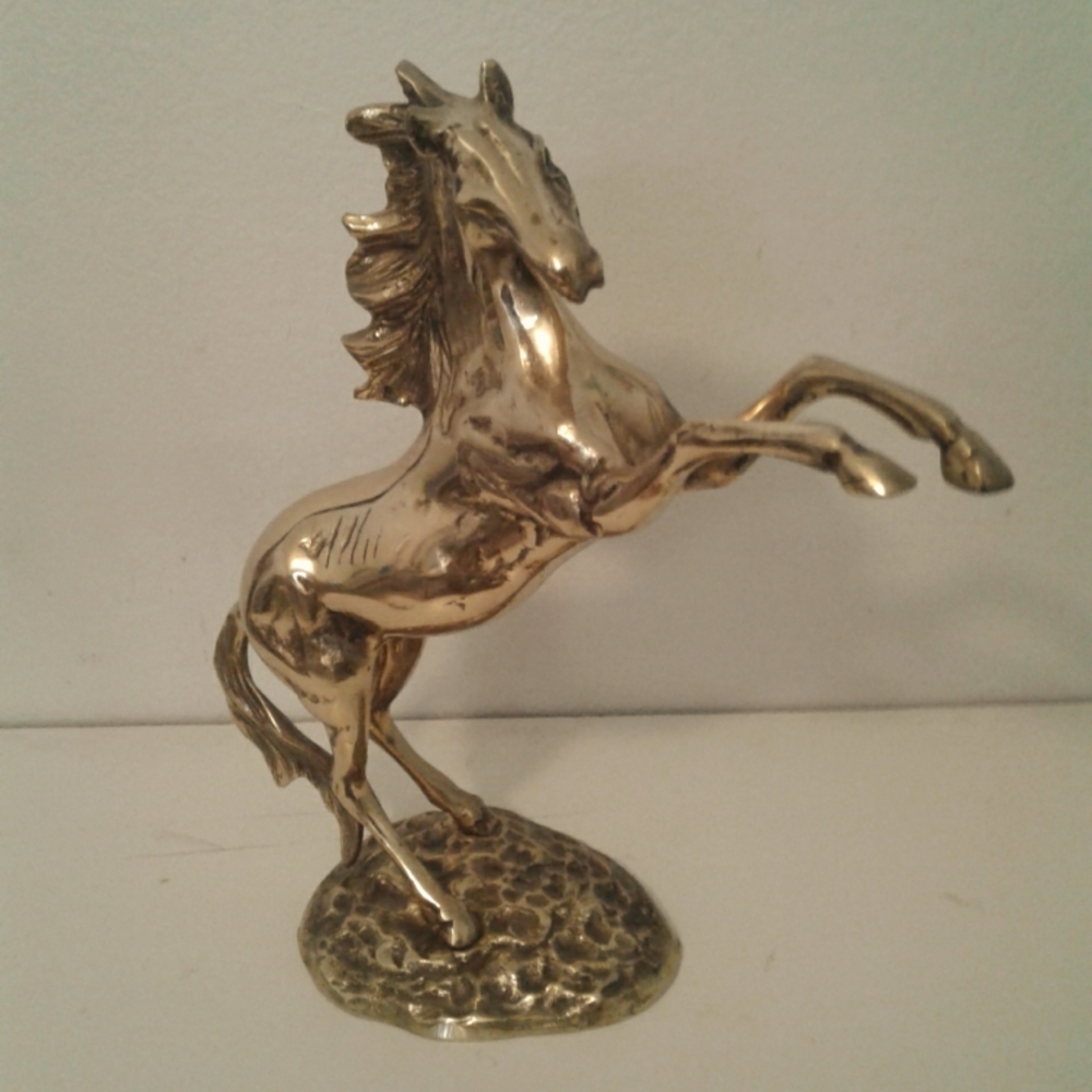 HORSE Statue Metal Gold Tone